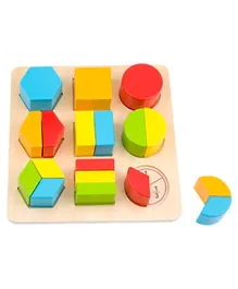 Tooky Toy Block Puzzle Shapes Multicolour - 9 Pieces