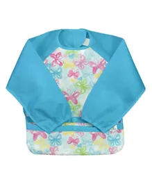 Green Sprouts Snap and Go Easy Wear Long Sleeve Bib - Aqua Watercolor Butterflies