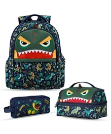 نوهوو - حقيبة مدرسية دينو للأطفال مع حقيبة غداء ومجموعة أقلام - 16 إنش