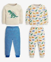 JoJo Maman Bebe 2 Pack Dino Pajamas Set - White