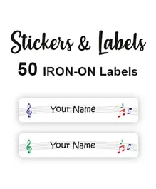 Ladybug Labels Personalised Name Iron On Labels Music - Pack of 50