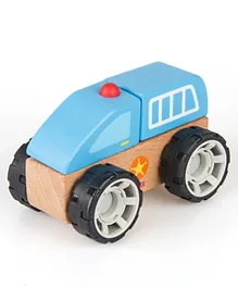 Iwood Wooden Small Vehicle Models Police Car - Blue