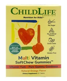 ChildLife Essentials Multi-Vitamin SoftChew Gummies Natural Orange Flavour - 27 Gummy Tablets