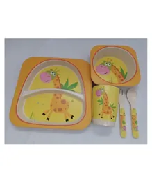 أدوات مائدة من الخيزران على شكل الزرافة من فاكتوري برايس - أصفر