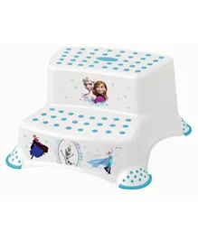 Keeeper Double Step Stool With Anti Slip Function Disney Frozen Print - White and Blue