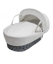 Kinder Valley Waffle Wicker Moses Basket with Rocking Stand - White