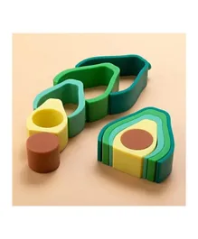 Myna Box Teething Stacking Toy  Avocado - Multicolor