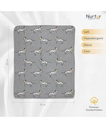 Nurtur 100% Cotton Knitted Baby Blanket Dog - Grey