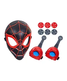 Spider Man Across The Spider Verse Web Action Gear Miles Morales Mask & Gauntlets Roleplay Set - 9 Pieces