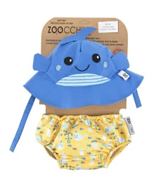 Zoocchini Baby Diaper and Sun Hat Set - Whale