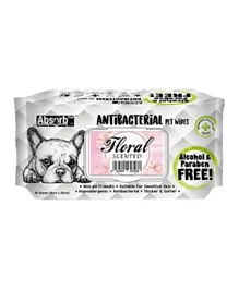 Absolute Pet Absorb Plus Floral Antibacterial Pet Wipes - 80 Sheets