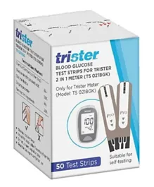 TRISTER 2 In 1 Blood Glucose Test Strips - 50 Pieces