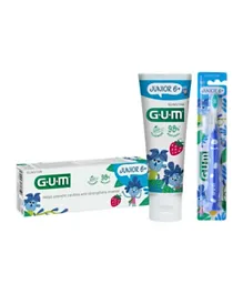 Gum Kids Strawberry Flavour Toothpaste 50mL + Kids Toothbrush Value Pack - 2 Pieces