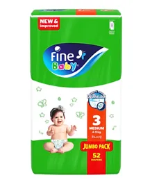 Fine Baby Diapers DoubleLock Technology  Size 3 Medium 4–9kg Jumbo Pack - 52 diaper count