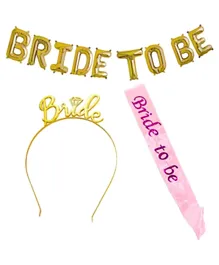 Party Propz Bride to Be Sash and Tiara Combo Set for Bachelorette Parties - Multicolour