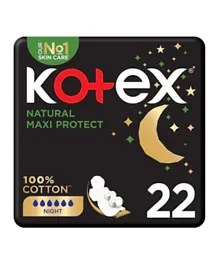 Kotex Maxi Cotton Night Pads, Sanitary Pads - Pack of 22