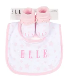 Elle Stars Bib and Booties Set - Pink