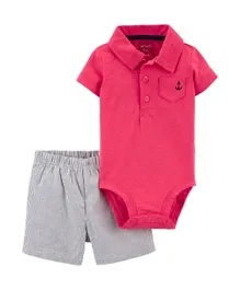 Carter's 2 Piece Polo Bodysuit & Shorts Set - Pink