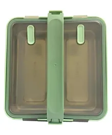 Brain Giggles 2 Compartments Stainless Steel Lunch Box with Removable Inner Tray with Handle - Green