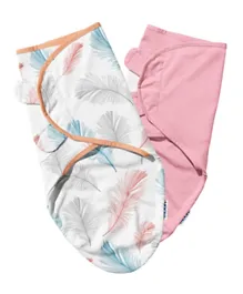 Moon Organic Baby Swaddles Feather Print And Pink - Pack of 2