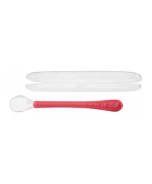 Nuby Soft Silicone Feeding Spoon with  Case - Pink