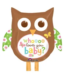 Party Centre Whooo Loves You Baby Owl Foil Balloon - Brown