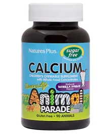 Natures Plus Animal Parade Sugar Free Calcium Children's Chewable Vanilla Sundae Flavor - 90 Tablets