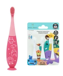 Marcus & Marcus Toothbrush With 3 Nylon Replacement Heads - Pink