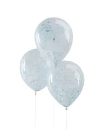 Ginger Ray Blue Confetti Balloons Pack of 5 - 12 Inches