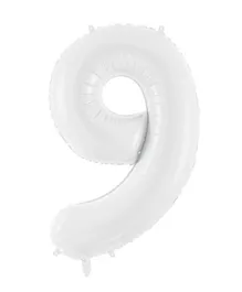 PartyDeco Number 9 Foil Balloon - White