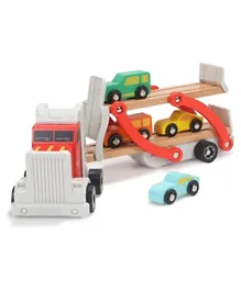 Top Bright S-Up Eco-Friendly Wooden Carrier Truck And Car Ramp Toy - MMulticolour