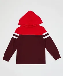 The Children's Place Color Block Striped Hoodie - Orange & Maroon