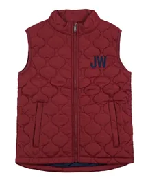Jack Wills JW Embroidered Puffer Gilet - Maroon