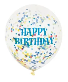 Unique Happy Birthday Bright Confetti Balloons Pack of 12 - Assorted Colours
