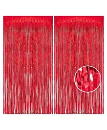 Highland Red Metallic Foil Fringe Curtain - Pack of 2