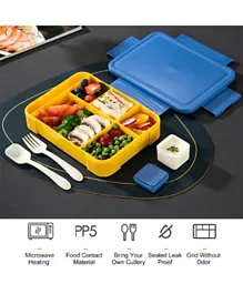 علبة غداء للأطفال ليتل أنجل بـ7 أقسام مع أدوات مائدة ووعاء - أزرق