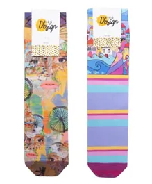 Biggdesign 2 Pack Cats Womens Socks  Premium Quality Women Crew Bulk Socks - Multicolor