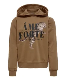 Only Kids Leopard Graphic Hoodie - Toasted Coconut
