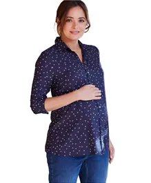 Mums & Bumps - Isabella Oliver Three Fourth Maternity Shirt - Blue