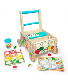 Melissa and Doug Wooden Shape Sorting Grocery Cart - 16 Pieces