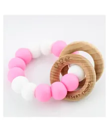 Desert Chomps Ringlet Summer Time Silicone & Wooden Teether - Strawberry Swirl