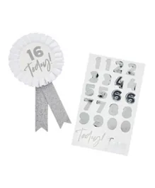 Hootyballoo Milestone Birthday Personalised Badge With Sticker Sheet - Silver