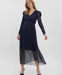 Mamalicious Parisian Night Maternity Dress - Blue