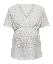 Only Maternity Short Sleeves Wrap Maternity Top - White