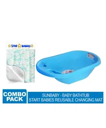 Sunbaby Bathtub with Reusable Changing Mat - Blue