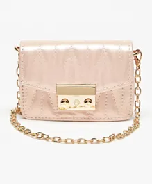 Flora Bella by ShoeExpress Textured Crossbody Bag with Detachable Chain Strap-Pink
