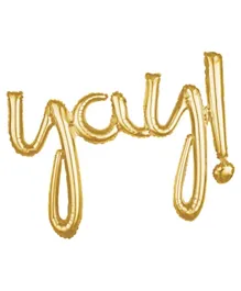 Party Centre Phrase Yay! Gold Script Foil Ballons - Golden