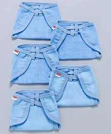 Babyhug U Shape Reusable Muslin Nappy Set Lace Extra Small Pack Of 5 - Blue