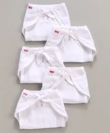 Babyhug U Shape Reusable Muslin Nappy Set Lace Small White - Pack Of 5