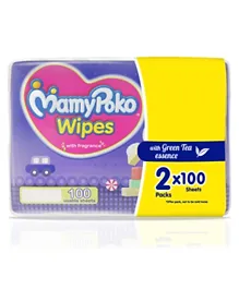 MamyPoko - Wipes With Green Tea Essence  Pack of 2 - 200 Pieces